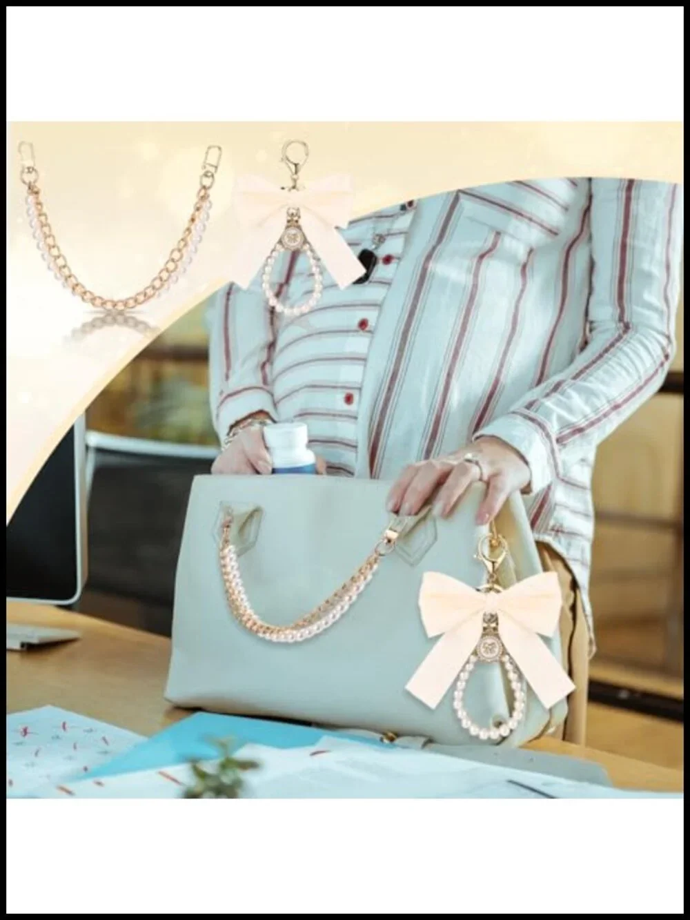 5 Pcs Bag Extender Chain Set with Pear Keychain Purse Charm Accessories